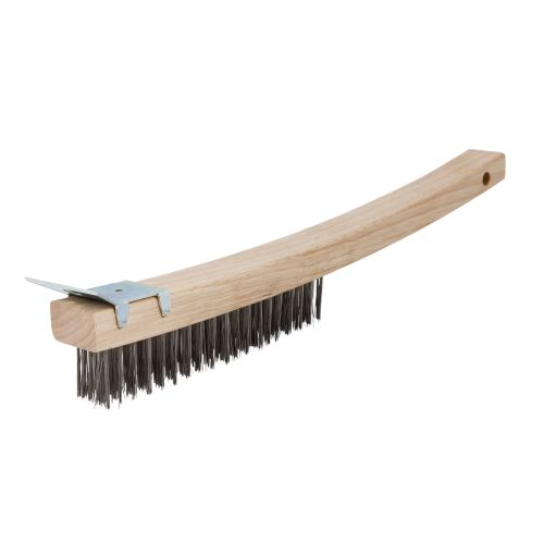 Almax®  Wire Brush - Wooden Handle with Scraper