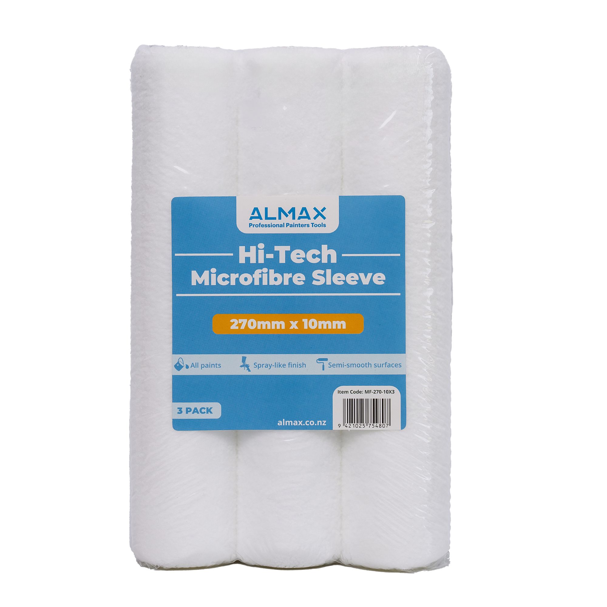  Hi-Tech Microfibre Paint Roller Sleeves 270 x 10mm (3 pack)