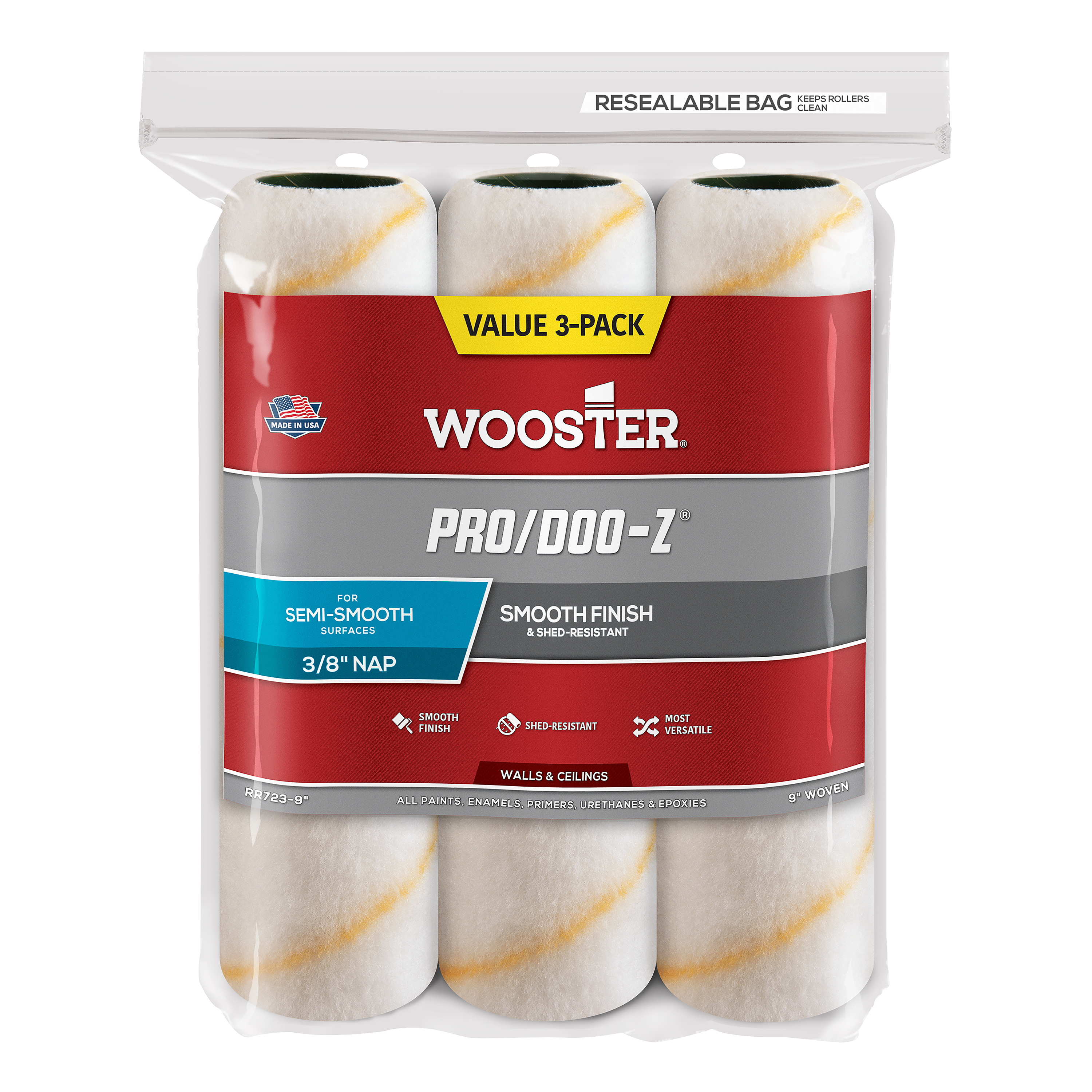 Wooster Pro/Doo-Z®   230mm x 10mm Roller Sleeves  (3 pack)