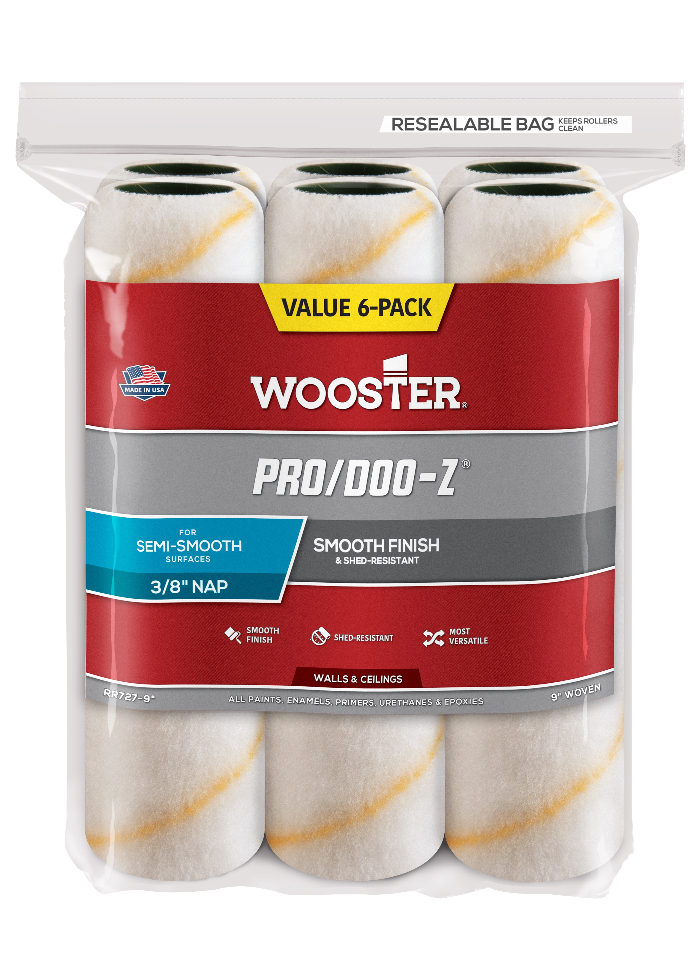 Wooster Pro/Doo-Z®   230mm x 10mm  Roller Sleeves (6 pack)